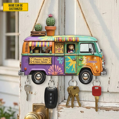 Colorful Hippie Van -  Custom Shaped Key Rack