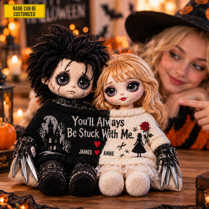 Personalized Gothic Love Couple Dolls Custom Shape Pillow