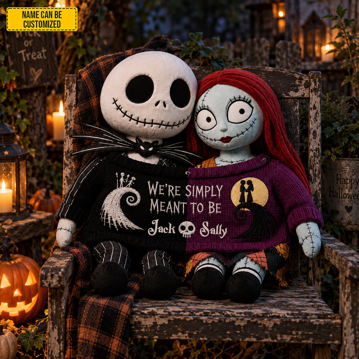 Simply Meant To Be Jack & Sally Custom Shape Pillow – Personalized Couple Gift