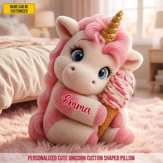 Personalized Cute Unicorn Custom Shaped Pillow