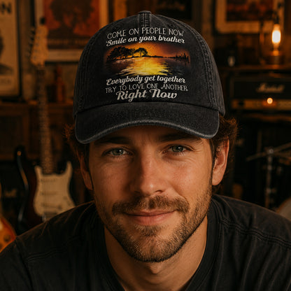 Come On People Now - Guitar Classic Music Denim Cap