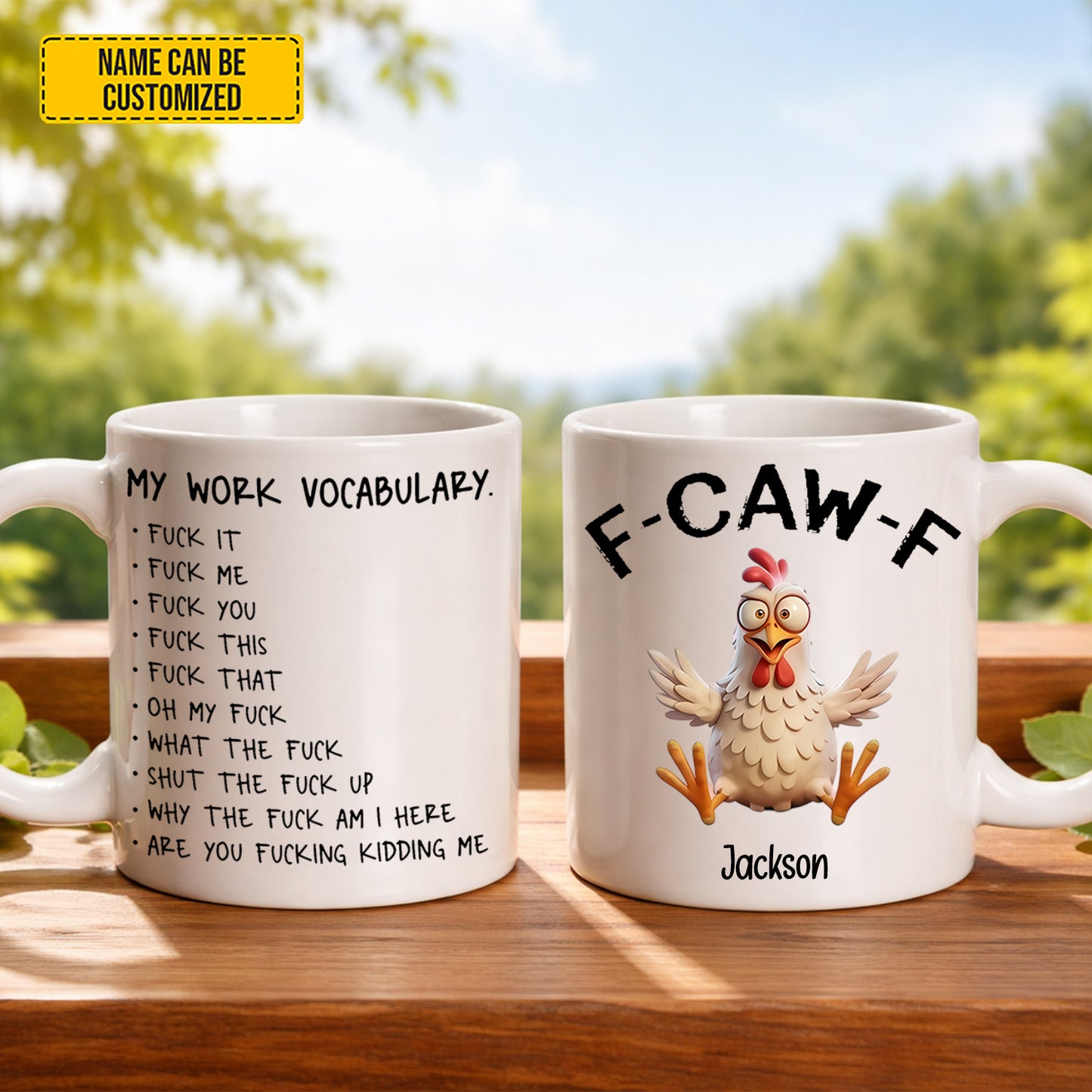 Personalized F-Caw-F Funny Chicken Mug