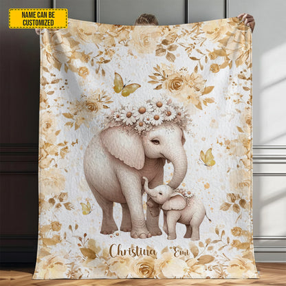 Personalized Elephant Family Blanket