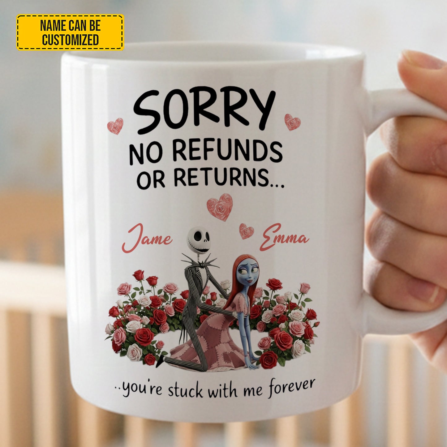 No Refunds - Personalized Couple White Mug