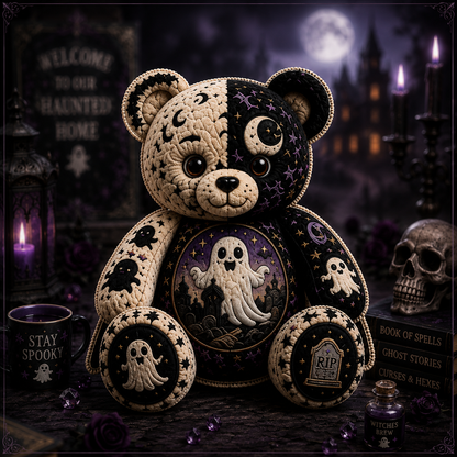 Stay Spooky Ghost Bear Custom Shaped Pillow – Cute Halloween Gift for Ghost & Spooky Season Lovers