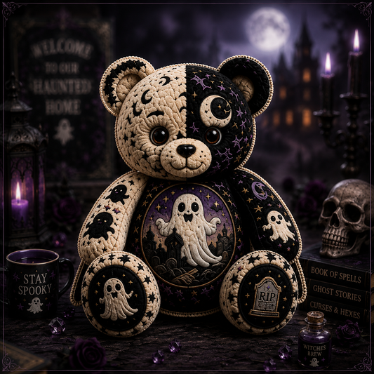 Stay Spooky Ghost Bear Custom Shaped Pillow – Cute Halloween Gift for Ghost & Spooky Season Lovers