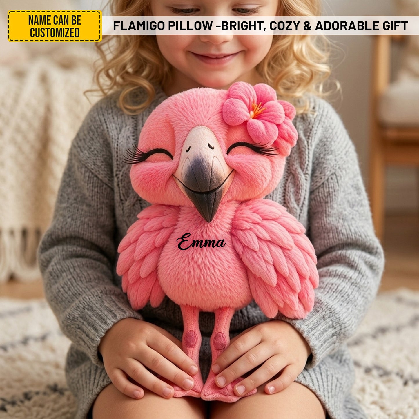 Personalized Flamingo Custom Shaped Pillow