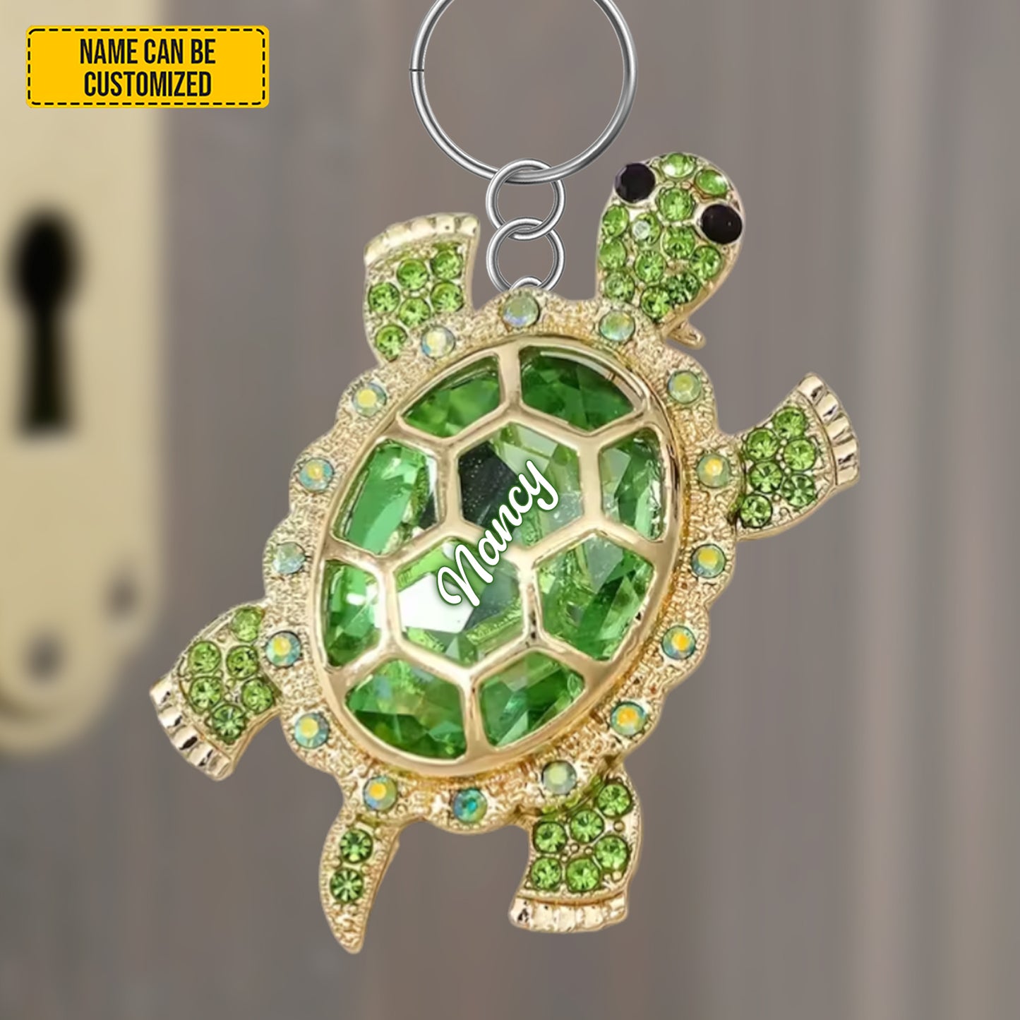 Personalized Sparkle Turtle Keychain