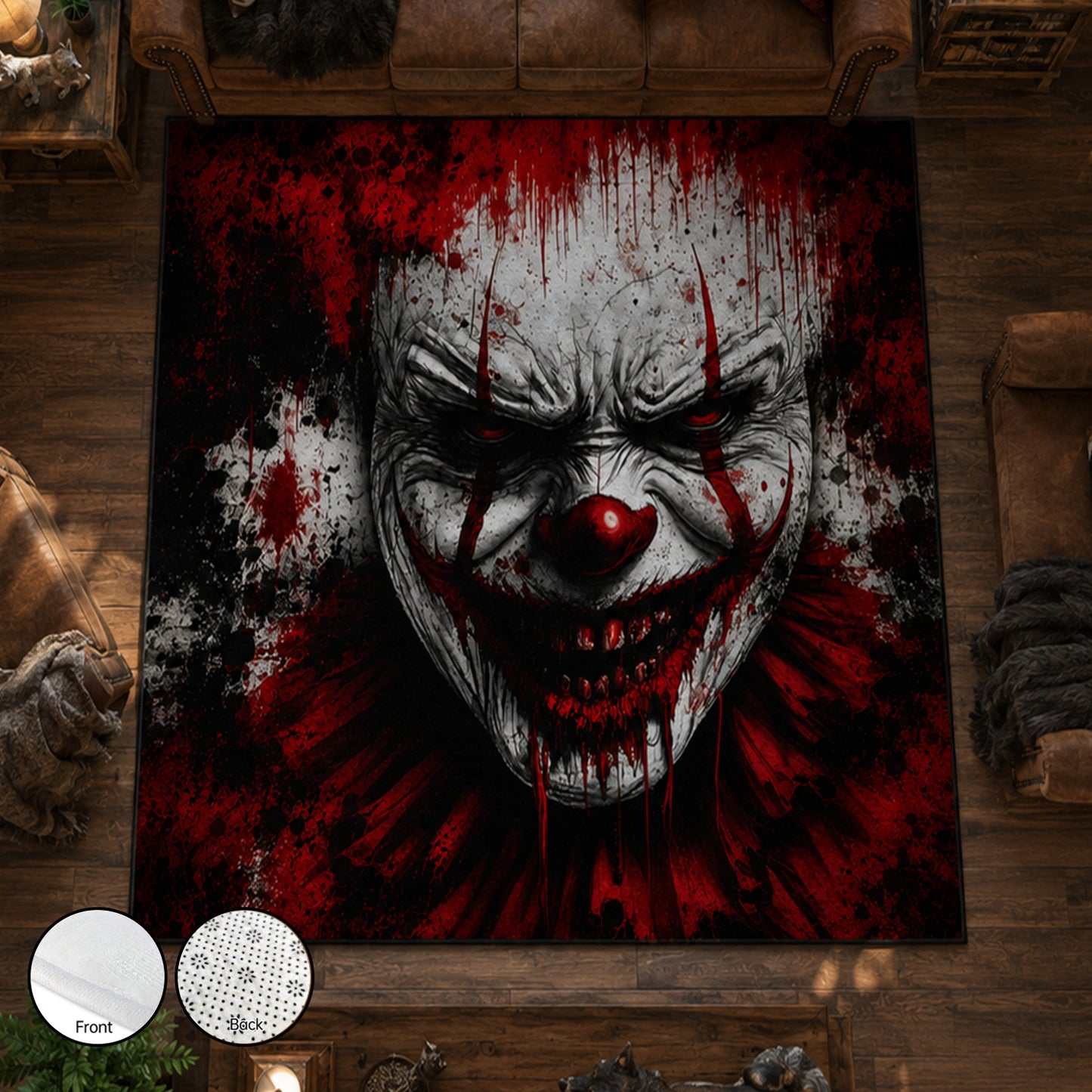 Bloody Evil Clown Halloween Area Rug