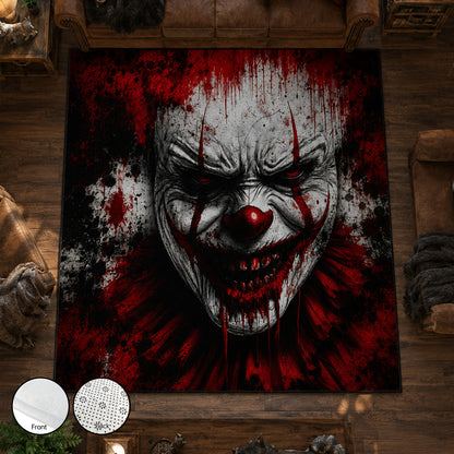 Bloody Evil Clown Halloween Area Rug