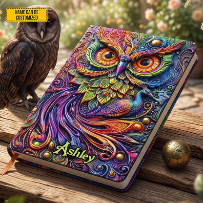 Personalized Colorful Owl Leather Journal