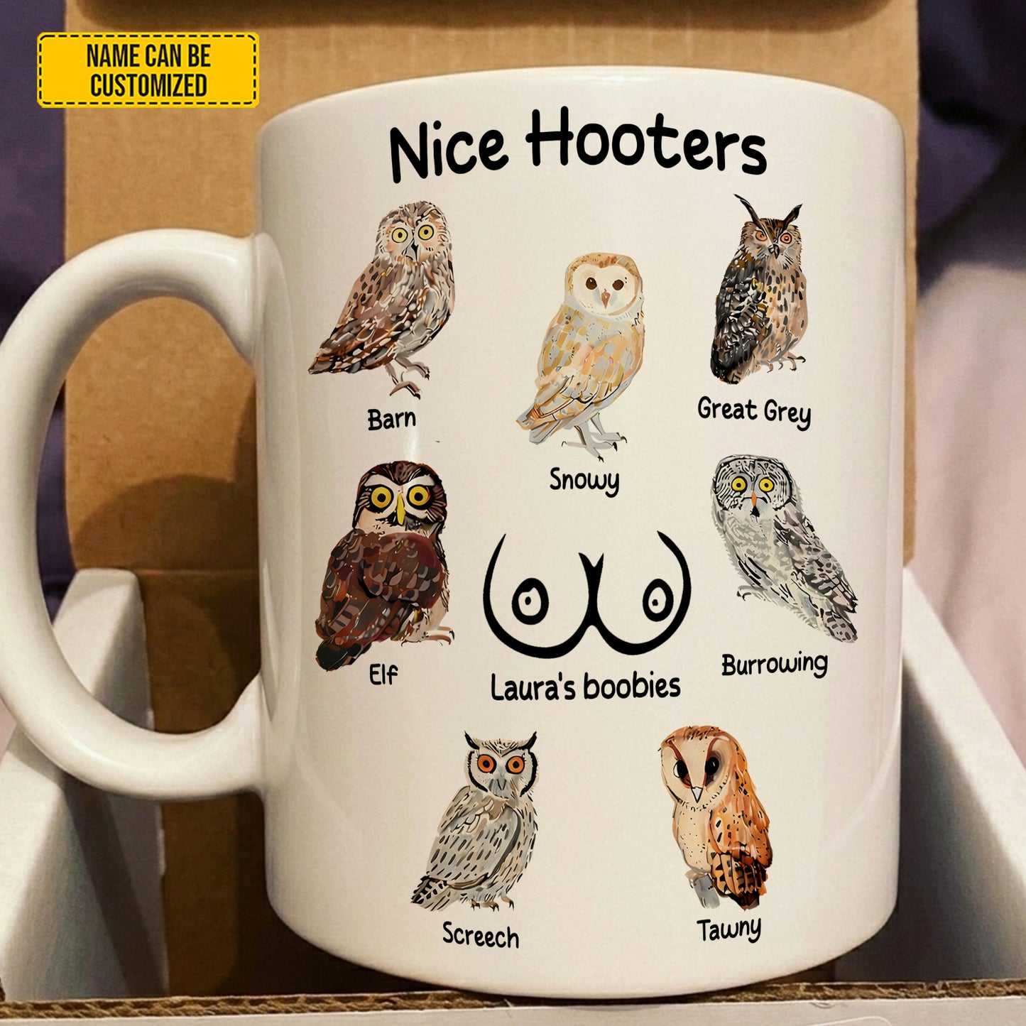 Nice Hooters - Funny Couple Quotes Mug, Personalized Owl Mug Gift For Wife, Girlfriend