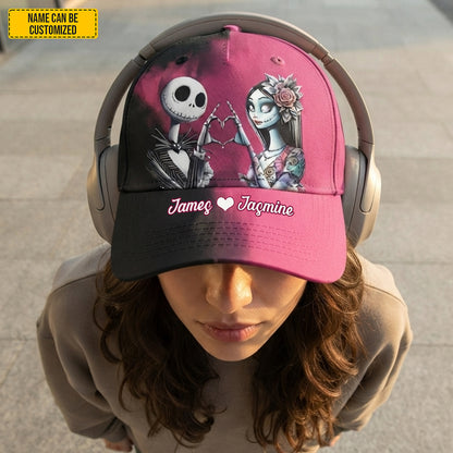 Personalized Gothic Couple Cap – Custom Name Romantic Gift