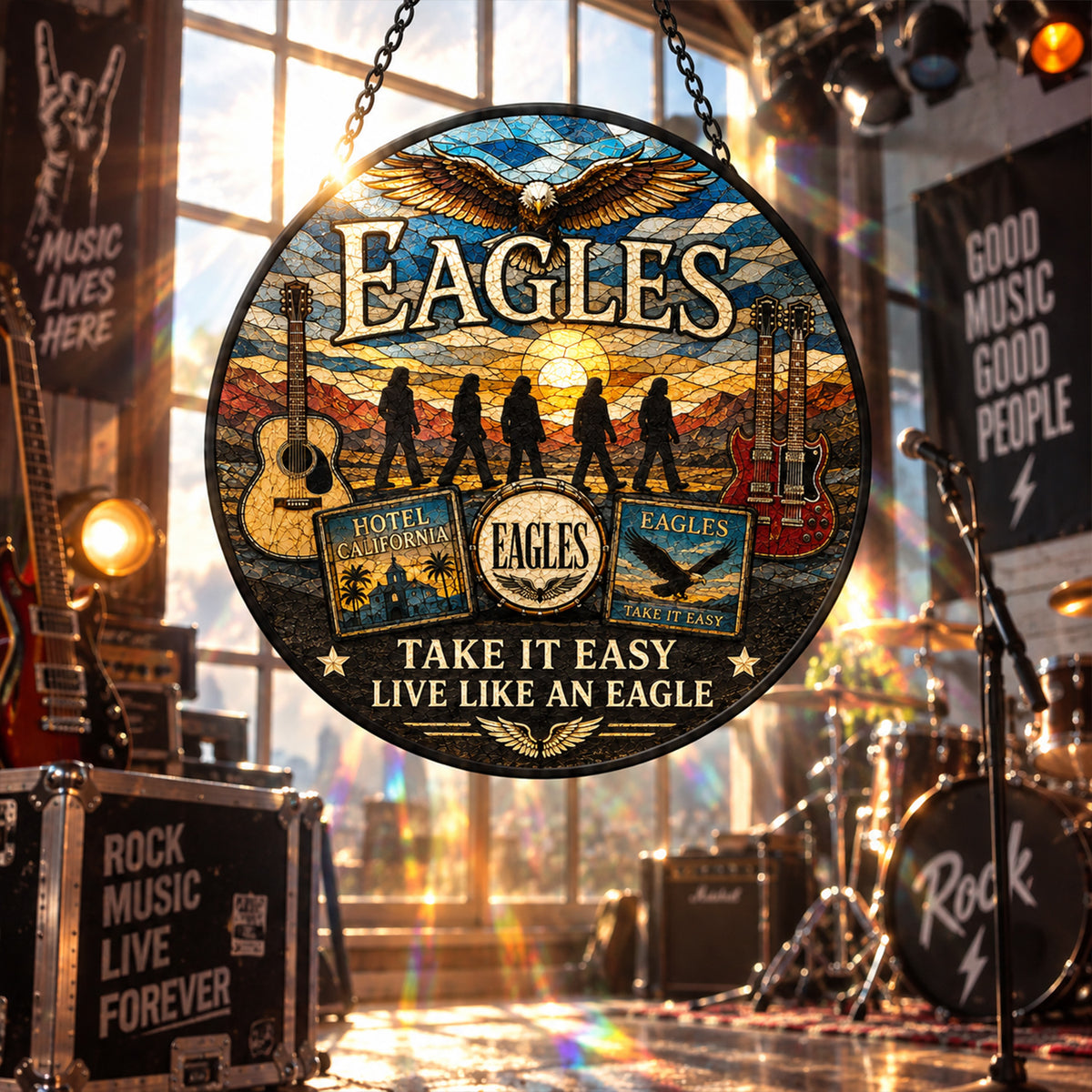 Eagles Take It Easy Stained Glass Suncatcher