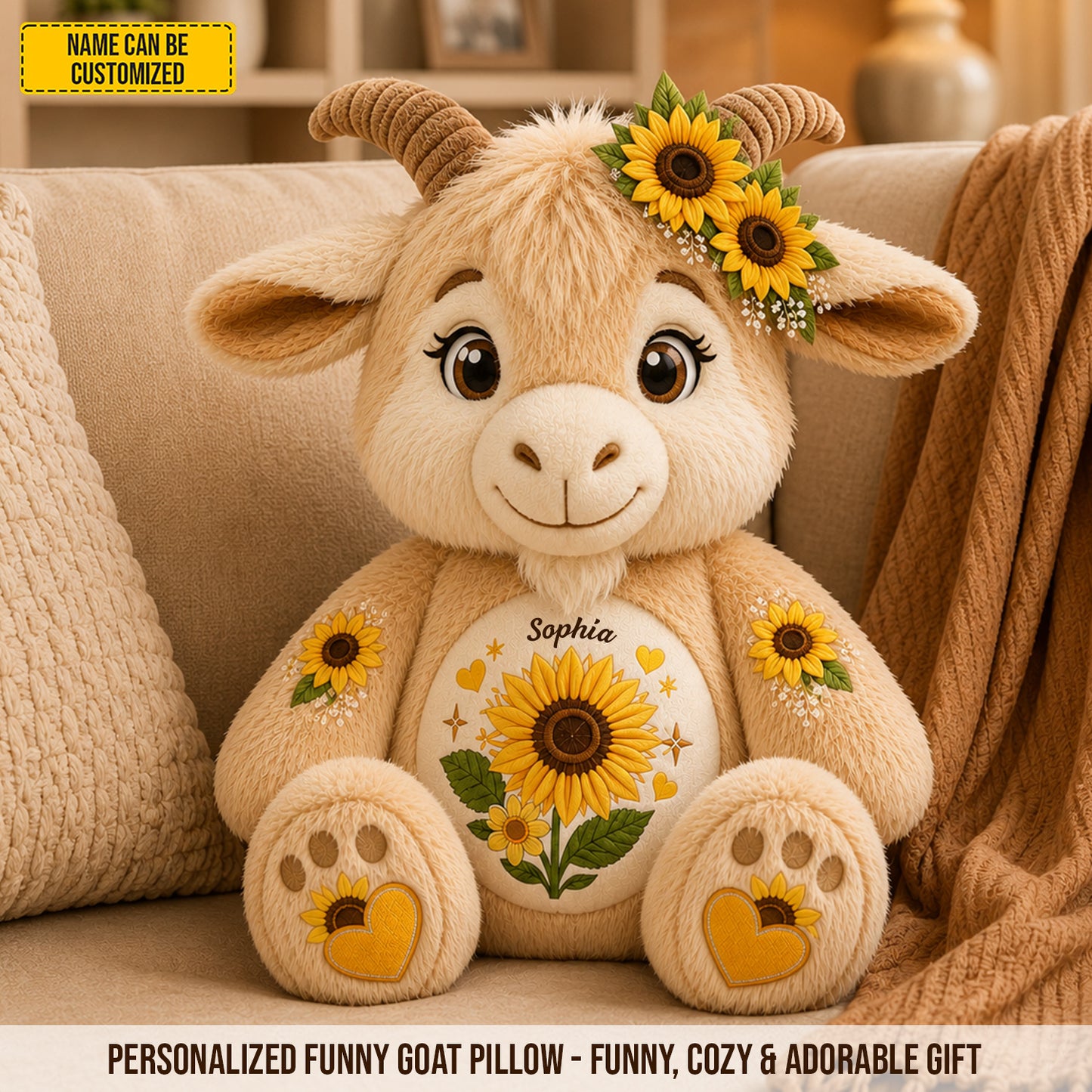 Personalized Cute Goat Custom Shaped Pillow
