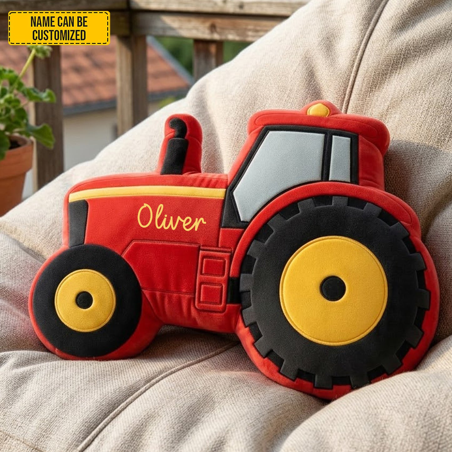 Personalized Cozy Tractor Shaped Pillow