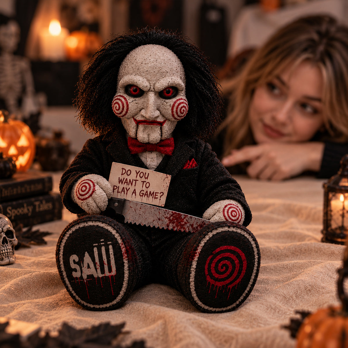 Jigsaw Billy Puppet Horror Custom Shape Pillow – Creepy Halloween Collector Gift