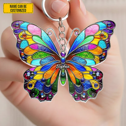 Personalized Colorful Butterfly Keychain
