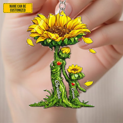 Personalized Sunflower Mom & Daughter Acrylic Keychain