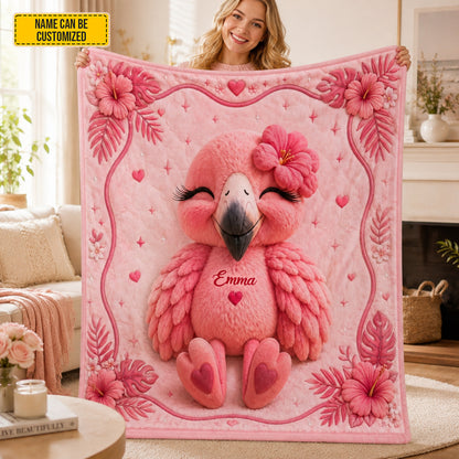 Personalized Cute Flamingo Blanket