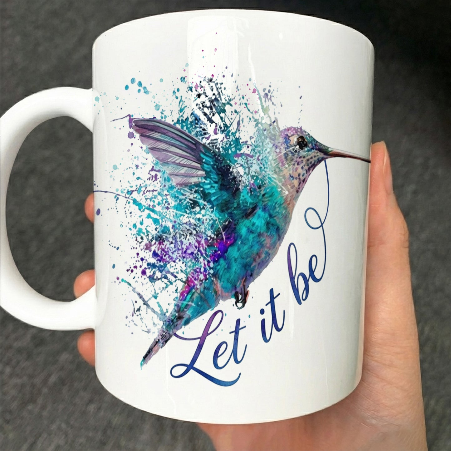 Let It Be Hummingbird White Mug
