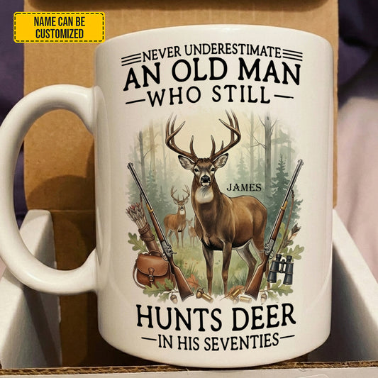 Old Man Deer Hunter – Personalized White Mug