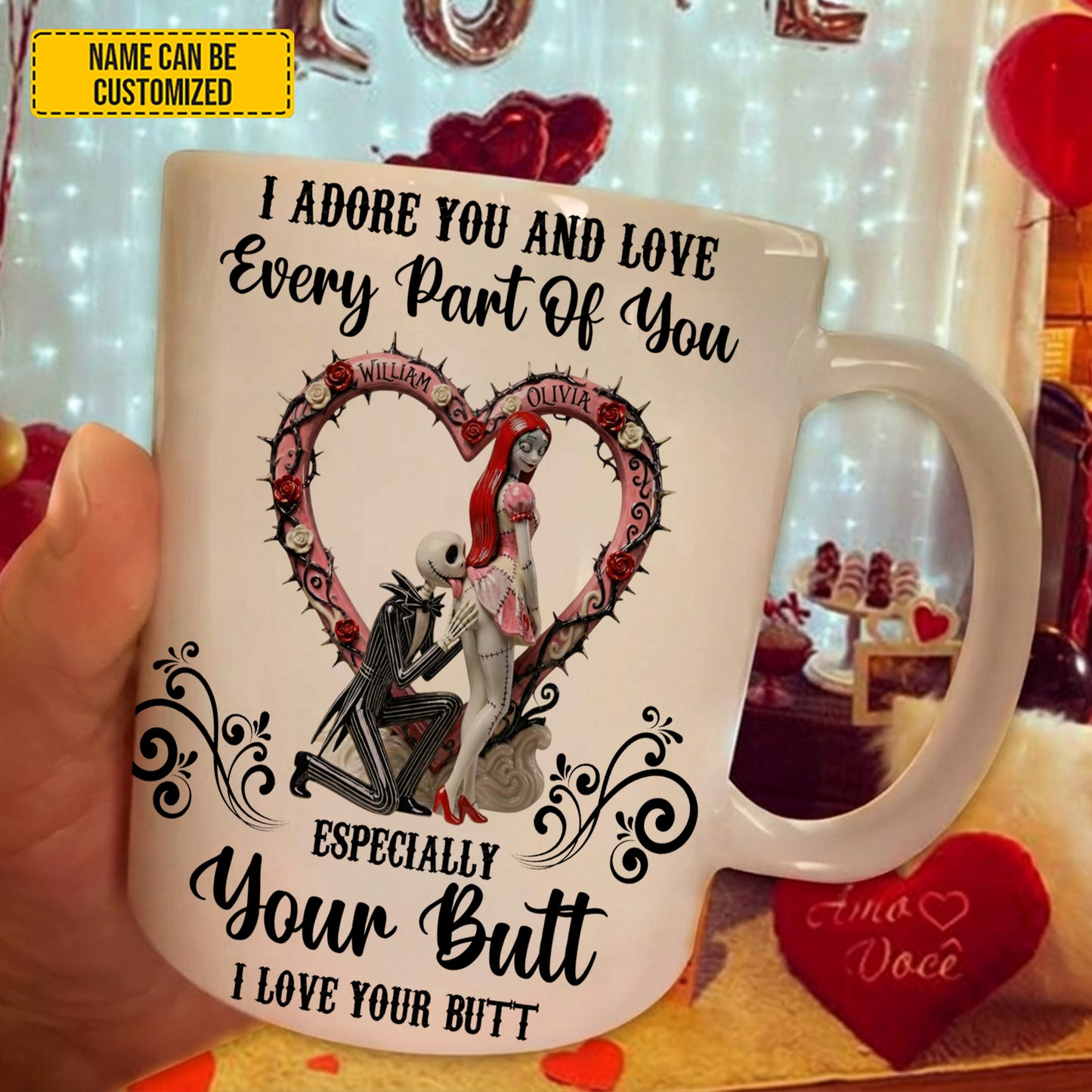 I Love Your Butt - Personalized Couple White Mug