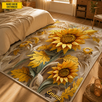 Personalized Sunflower Area Rug