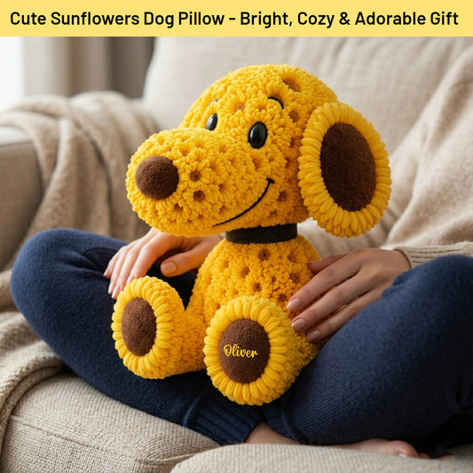 Personalized Cute Sunflower Dog Pillow
