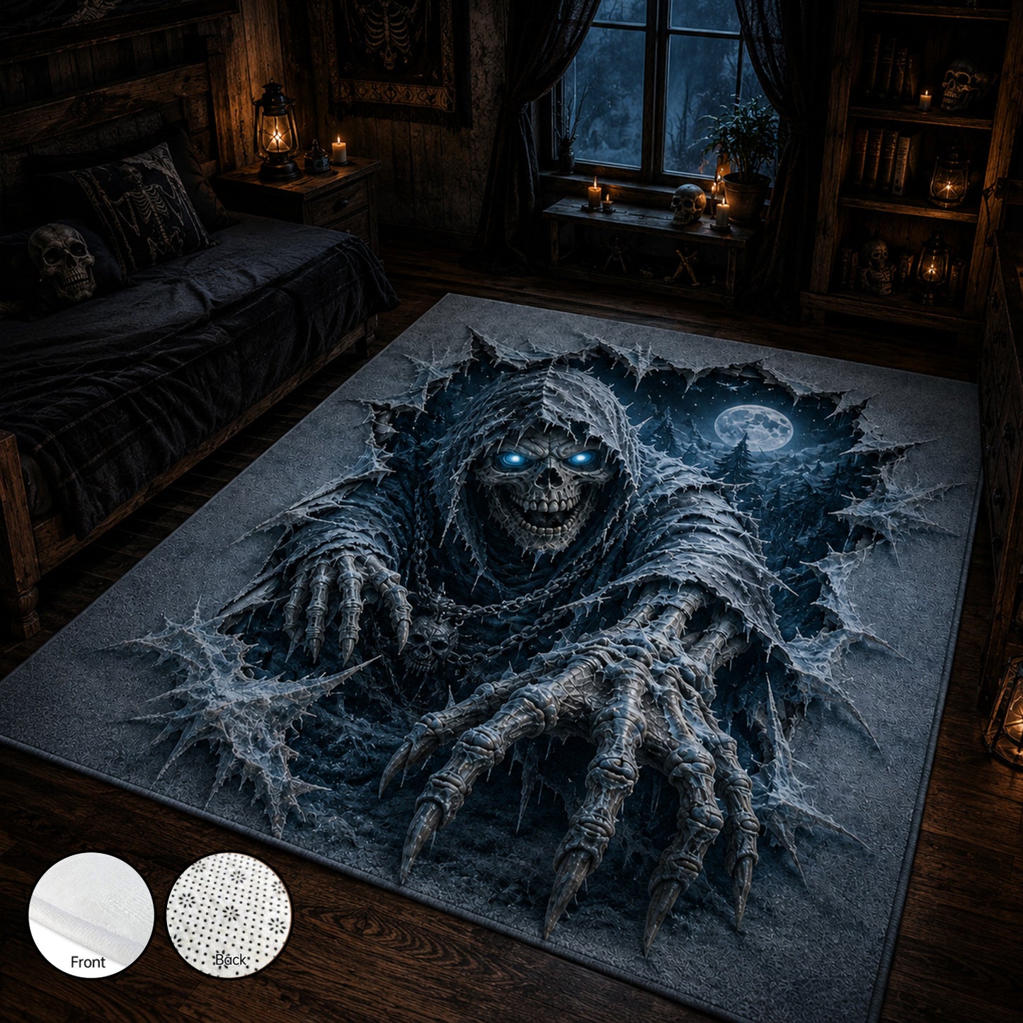 Grim Reaper Skull Halloween Area Rug