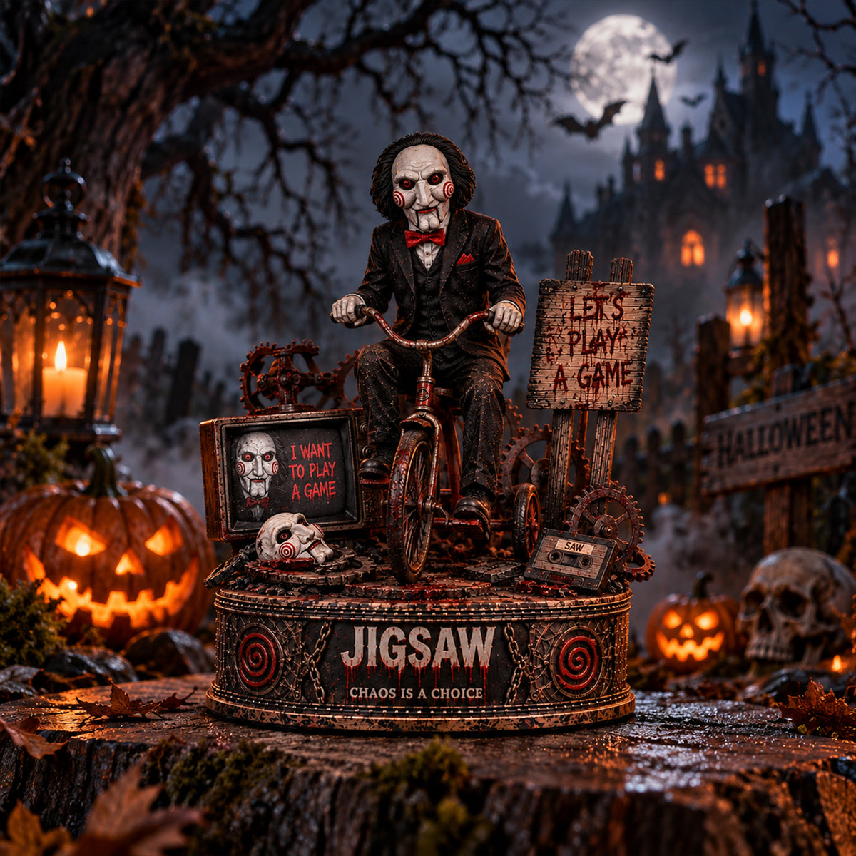 Jigsaw Let’s Play A Game Halloween - Horror Collectible Table Decor