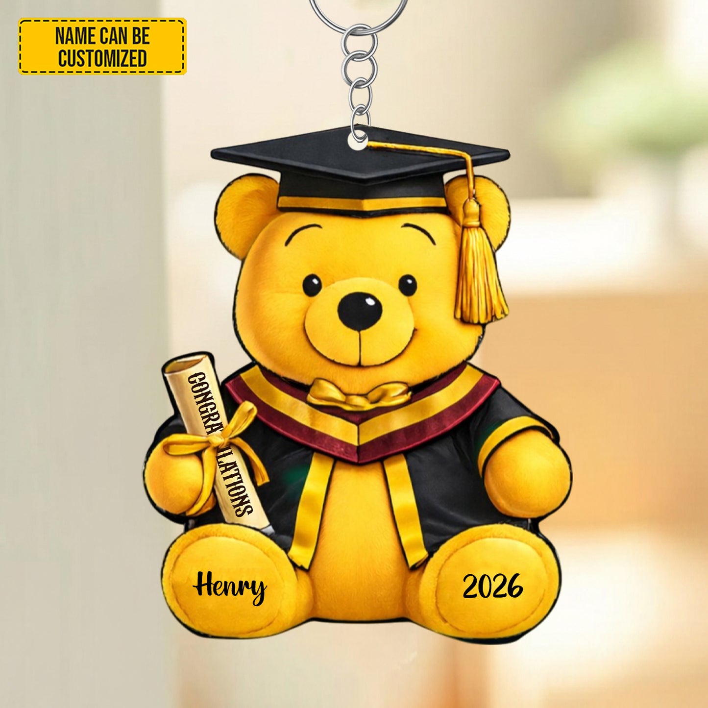 Personalized Graduation Bear Keychain