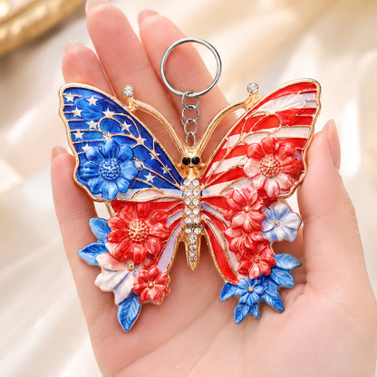 Beautiful Patriotic Butterfly Keychain