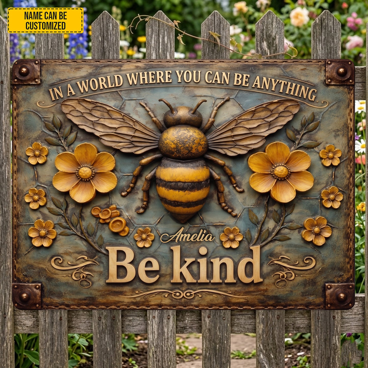 Be Kind - Personalized Bee Metal Sign