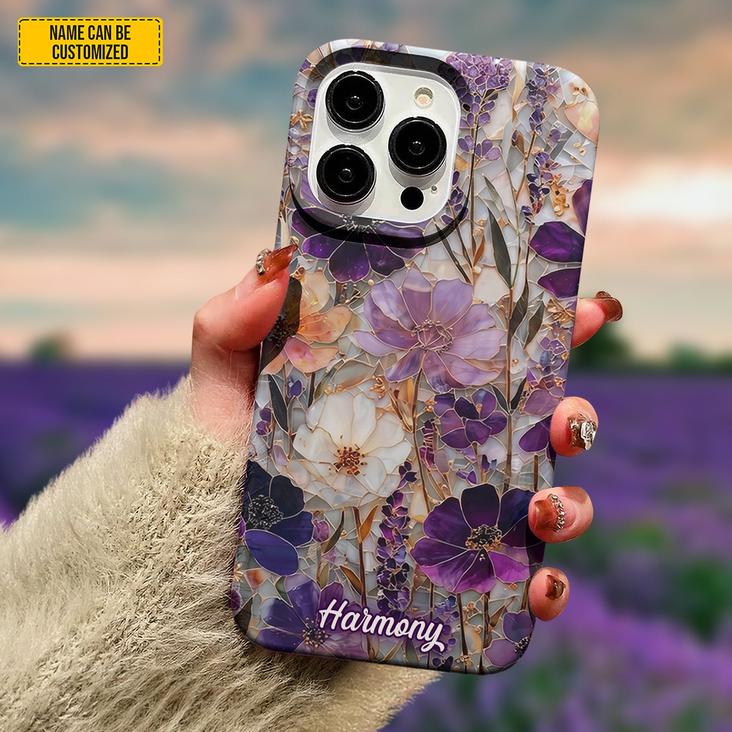 Personalized Floral Stained Glass Phone Case