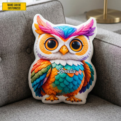 Personalized Cute Colorful Owl Shaped Pillow