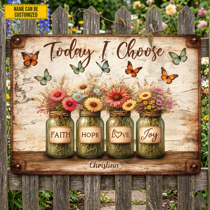Personalized Floral Motivation Metal Sign