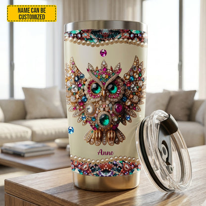 Personalized Sparkle Owl Stainless Steel Tumbler