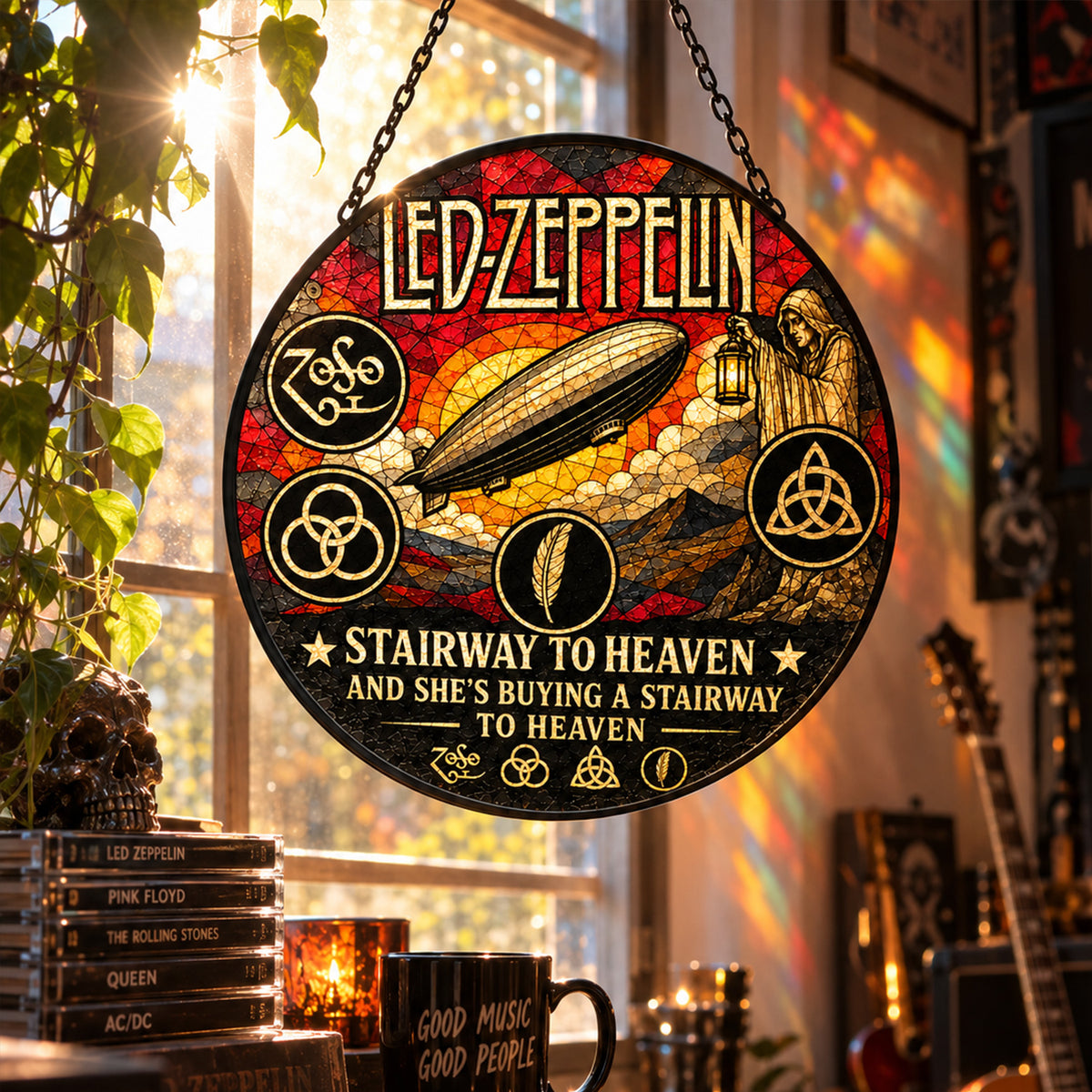 Led Zeppelin Stairway to Heaven Stained Glass Suncatcher