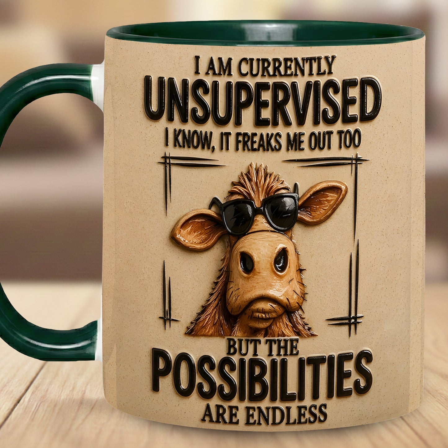 I Am Currently Unsupervised - Personalized Cow Accent Mug