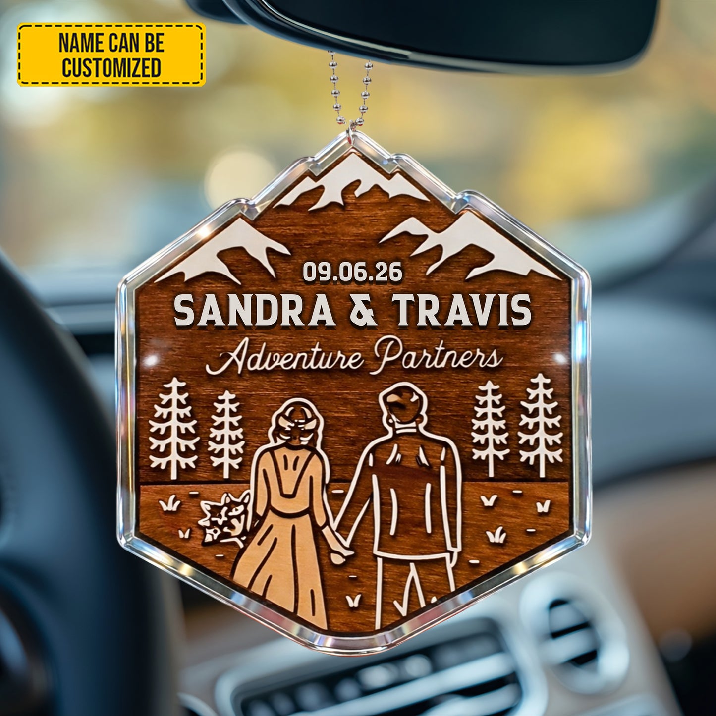 Personalized Hiking Couple Car Hanging Ornament