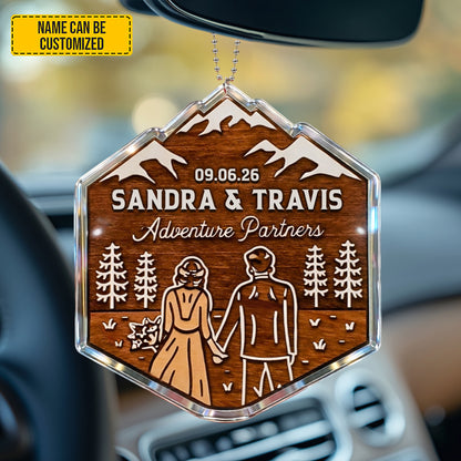 Personalized Hiking Couple Car Hanging Ornament