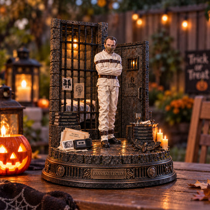 Hannibal Lecter Asylum Horror Wooden Block - Collectible Table Decor