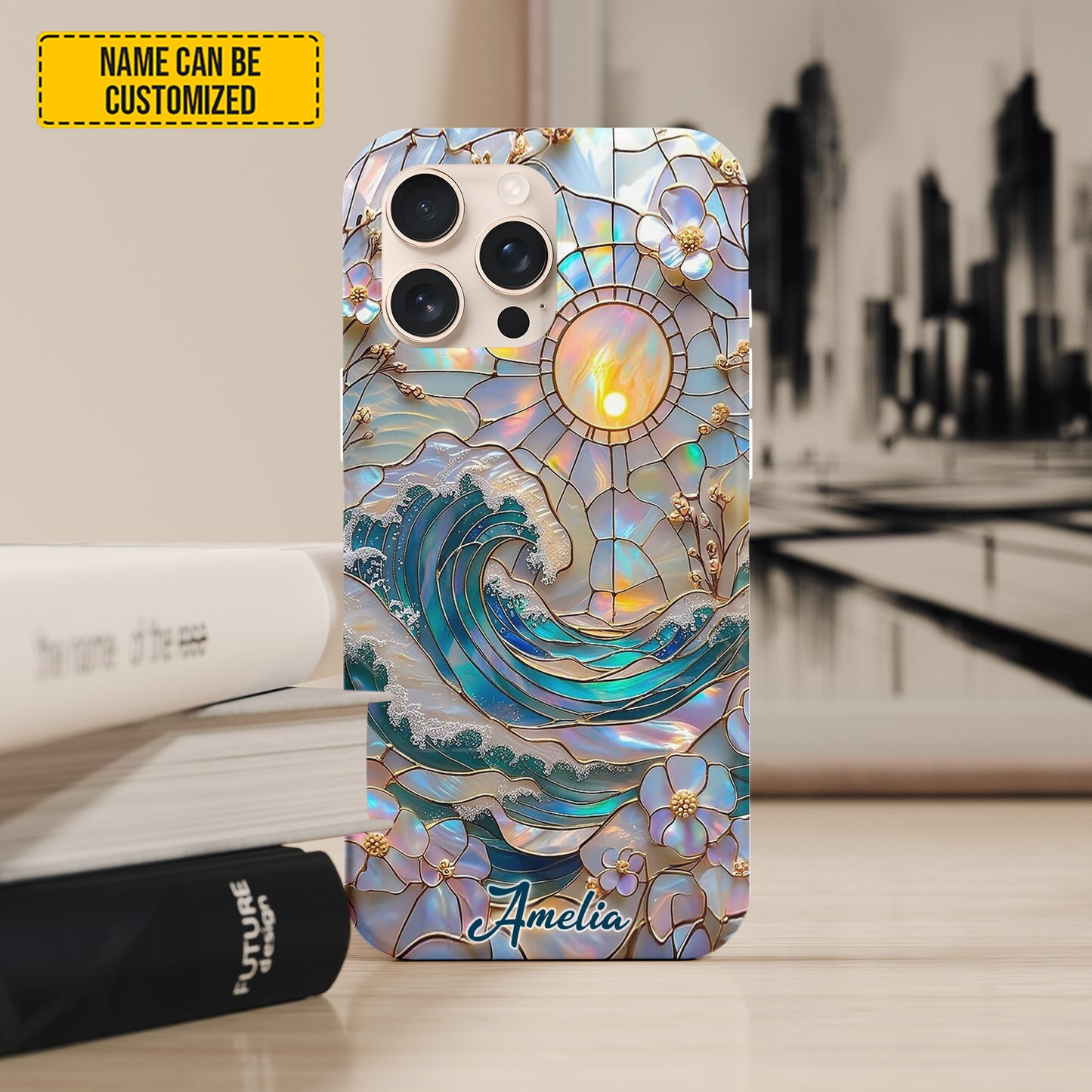 Personalized Sun & Ocean Stained Glass Phone Case