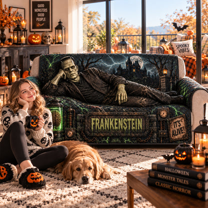 Frankenstein Horror Sofa Cover – Halloween Horror Quilted Home Decor