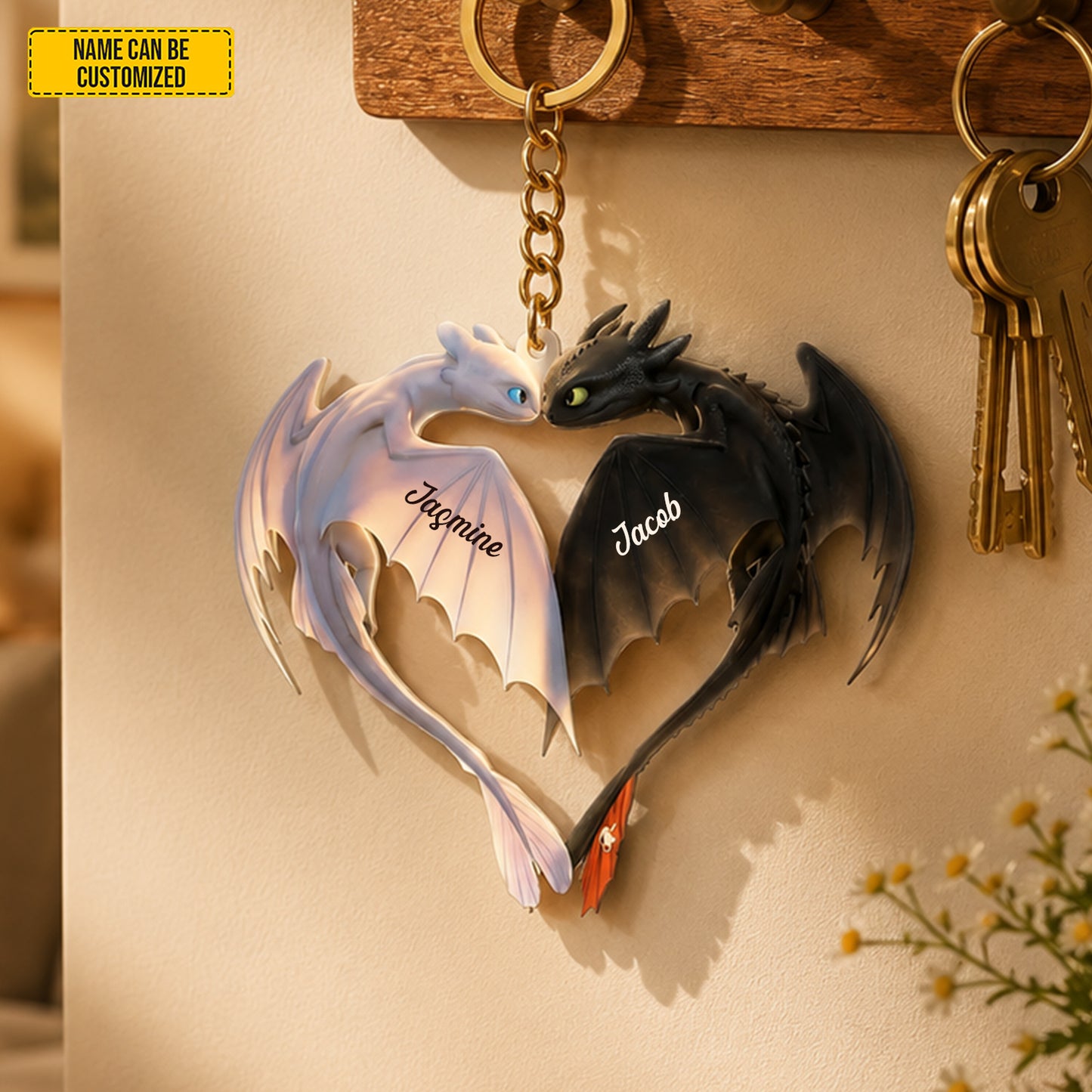 Personalized Dragon Couple Acrylic Keychain
