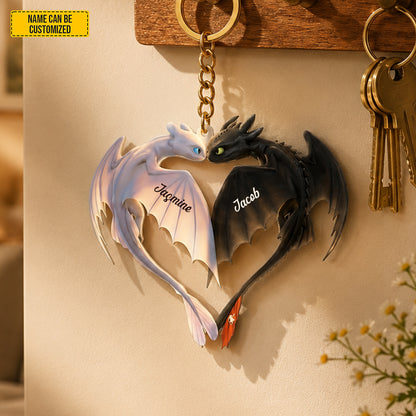 Personalized Dragon Couple Acrylic Keychain