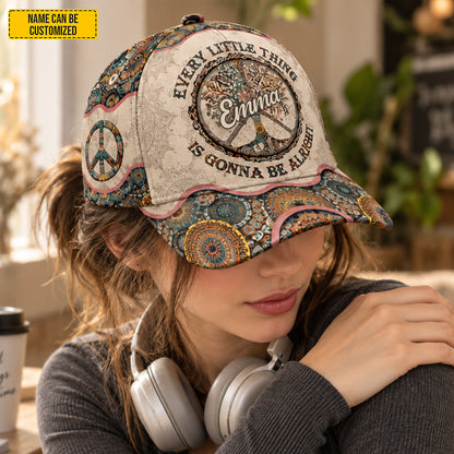 Personalized Boho Peace  Classic Cap – Custom Name Hippie Gift
