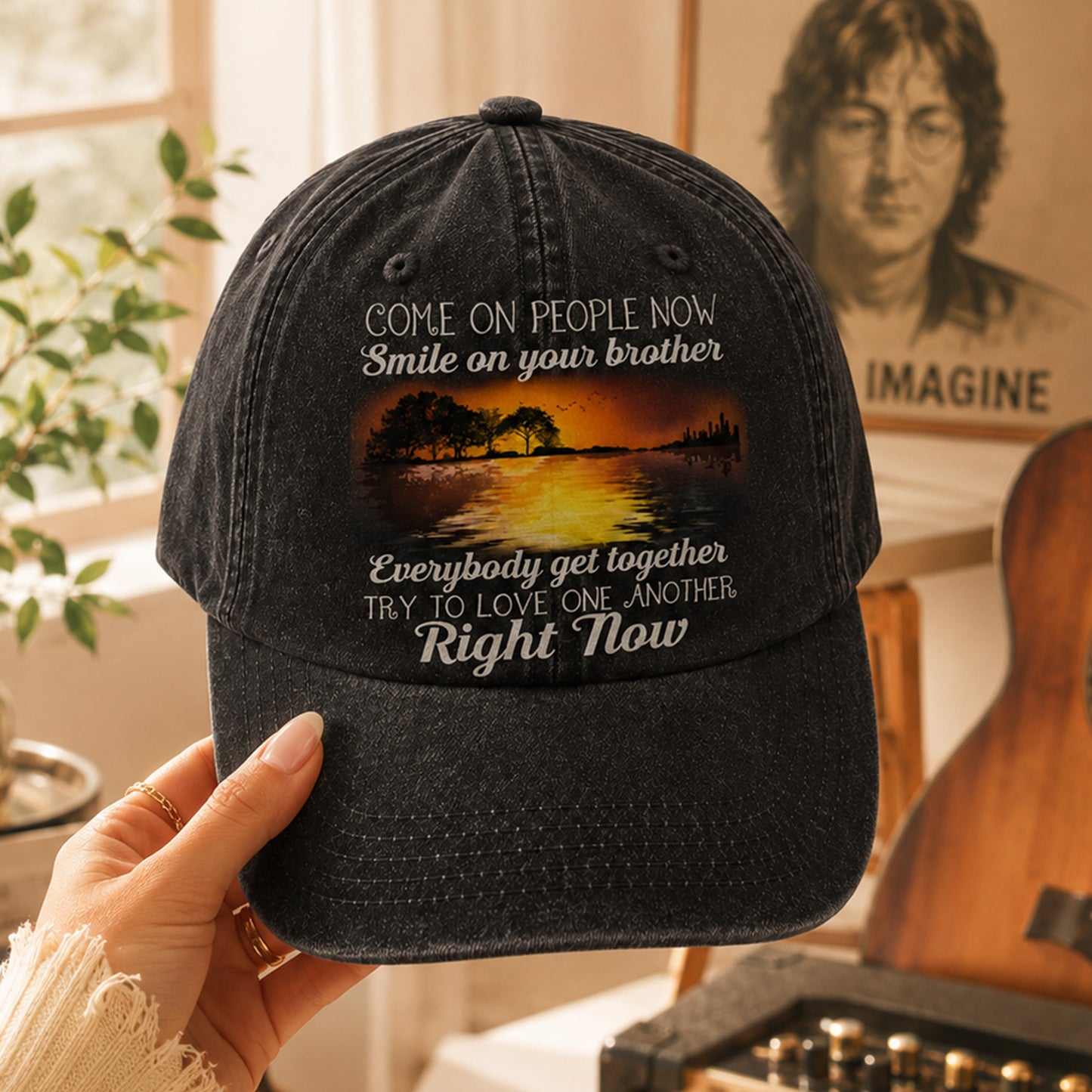 Come On People Now - Guitar Classic Music Denim Cap