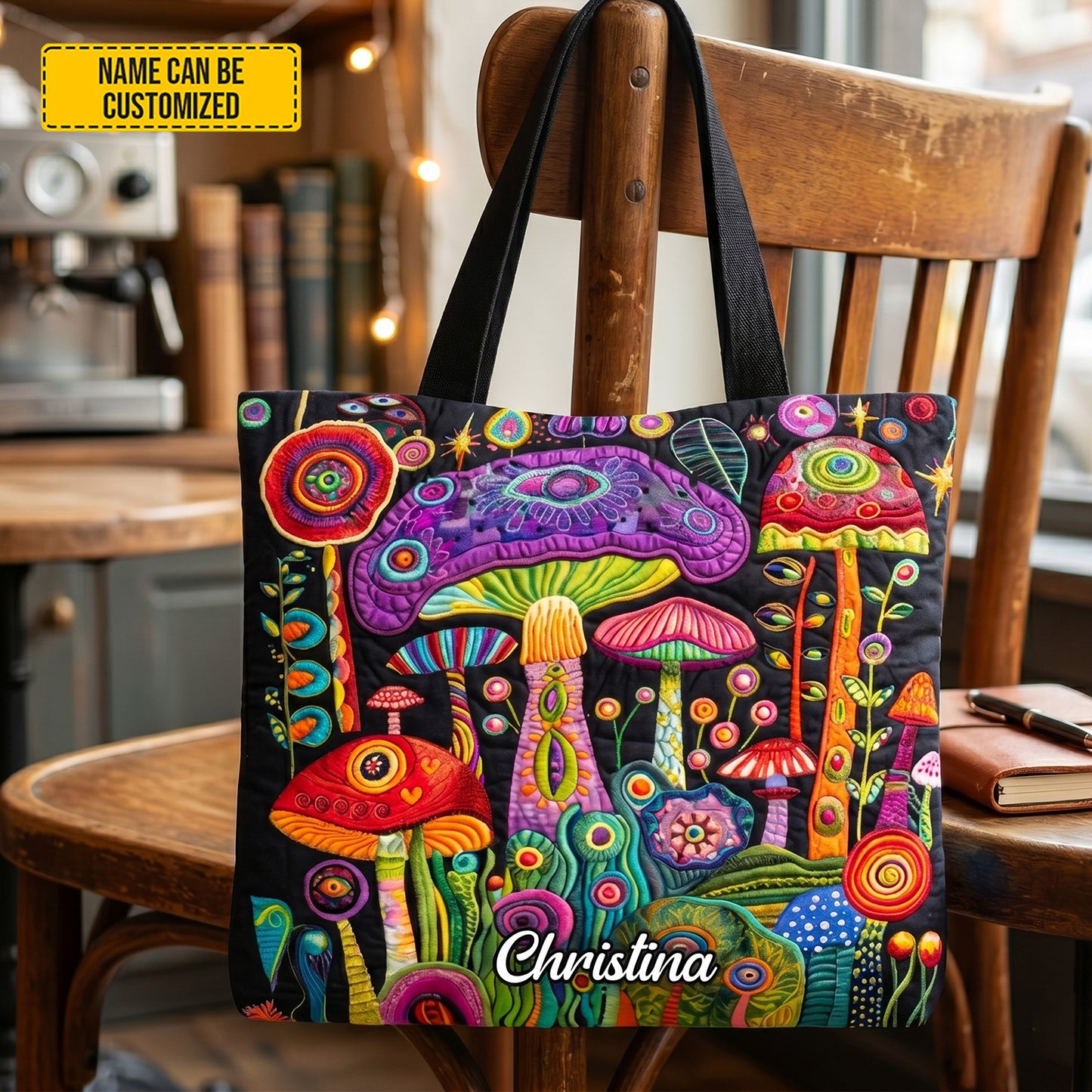 Personalized Psychedelic Mushroom Tote Bag